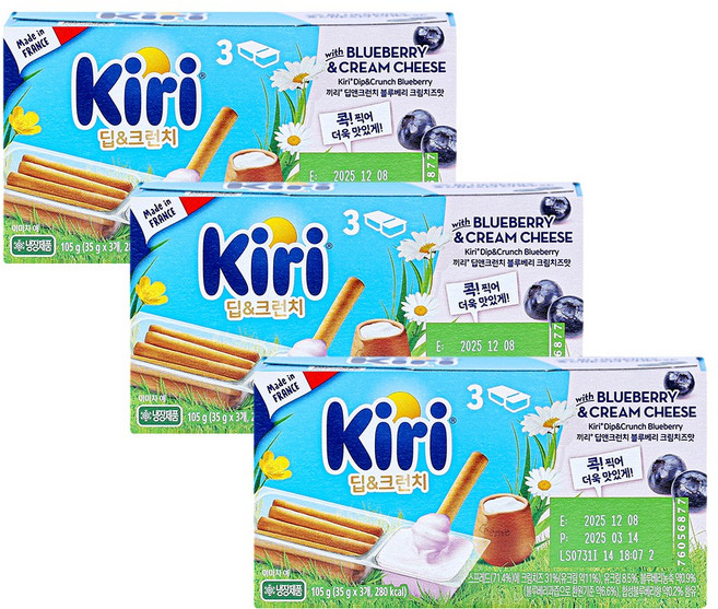 끼리 크림치즈 딥앤크런치 블루베리(3입) 3개, 105g