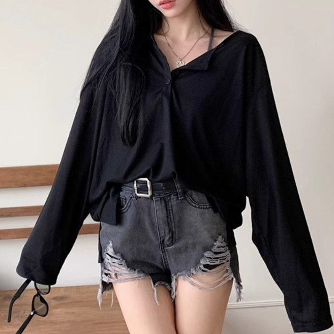 cammello 루즈핏 커버업 시스루 긴팔 티셔츠 오버핏 자외선차단 티