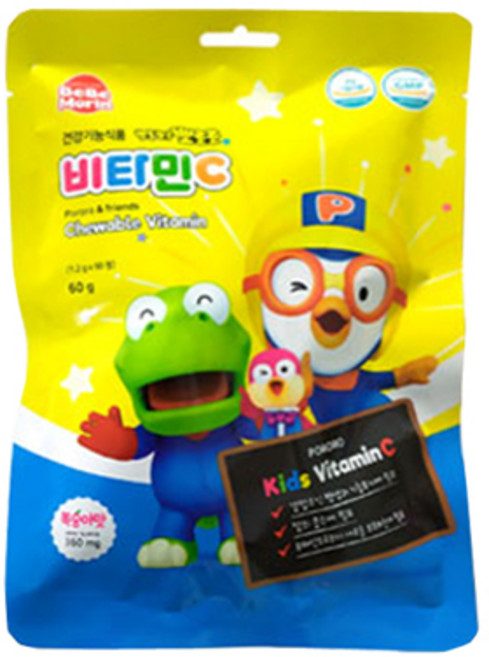 베베모린 뽀롱뽀롱 뽀로로 복숭아맛 비타민C, 50정, 1개