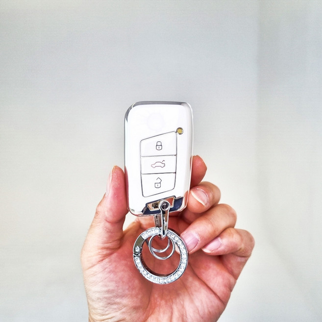 톨장군네 폭스바겐 전차종 TPU키케이스 골드라인 실버라인 티구안 아테온 제타 ID.4 골프8세대 7세대 파사트 티록, B타입 화이트-실버라인