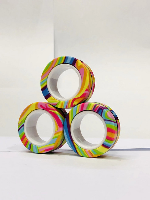손가락 자석 반지 피젯 장난감 세트 성인 스피너 링 스트레스 해소 불안 완화 치료 3 개, [05] Colourful, 1개