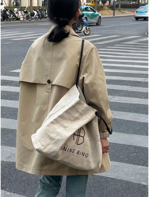 【小個子顯高】風衣女 中長款風衣 卡其色風衣 春季風衣 寬鬆風衣 通勤外套 雙排扣設計 垂感面料 過膝長款 早春通勤必備