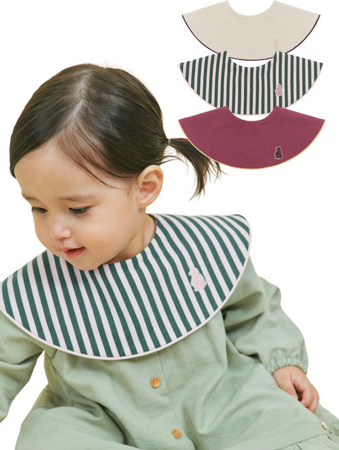 [Konny] 코니 베이비 스타일 세트 Baby Bib 360 ° 롤링 속눈썹 흡수성 / 속건성 심플 소녀 소년 베이비 코데 출산 축하 세련된 선물 3 장 E (Neutral..., 상세페이지 참조