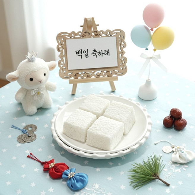 [쫀득공방]쫀득쫀득 백설기 개별포장 백일상 돌떡, 50g, 40개