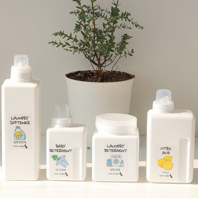 손잡이 세탁 세제 통 주방 욕실 소분 리필용기 라벨스티커포함, TYPE_02. 가루&캡슐세제용, 세탁세제, 1개