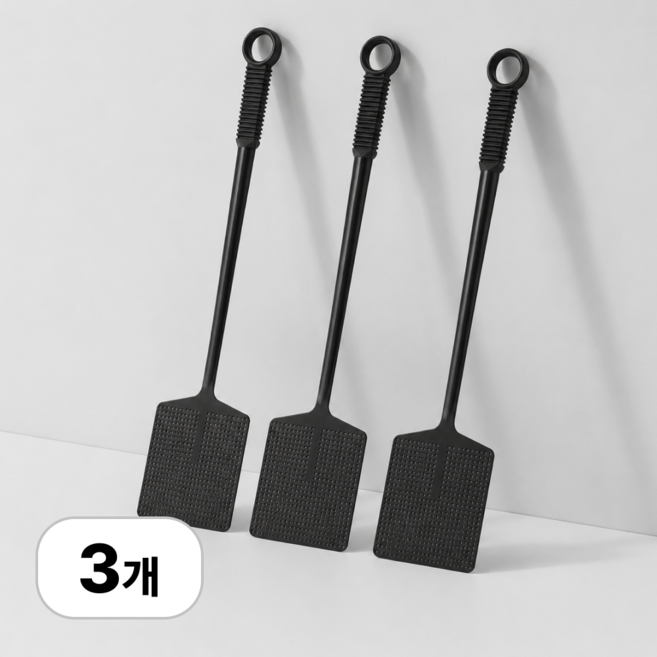 로멀리 휴대용 옛날 파리채, 딥블랙, 3개