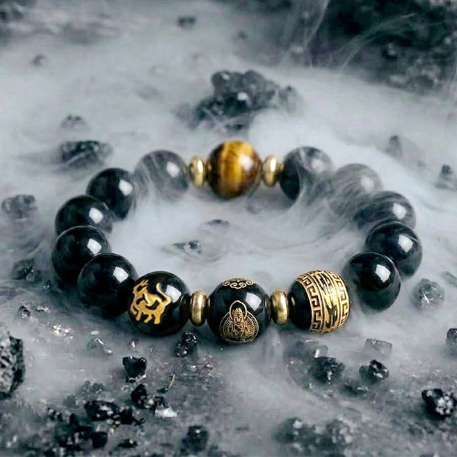 풀바잉 12지신 팔찌 소원성취 흑요석 염주