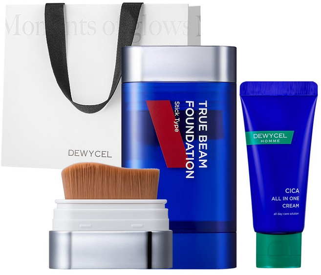 [쇼핑백증정] 듀이셀 옴므 트루빔 스틱&브러쉬 파운데이션 SPF50+ PA++++ 24시간 지속, 1개