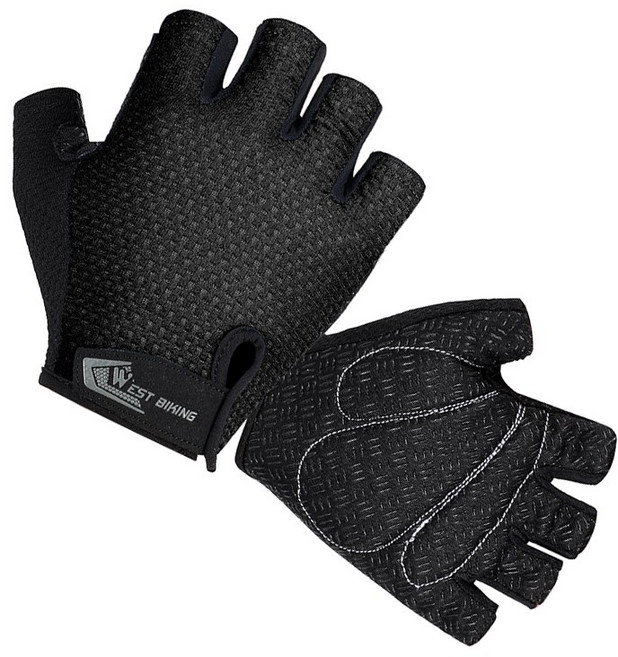 시그니처베이지 자전거 라이딩 반장갑 YPZ218, 블랙, 1세트