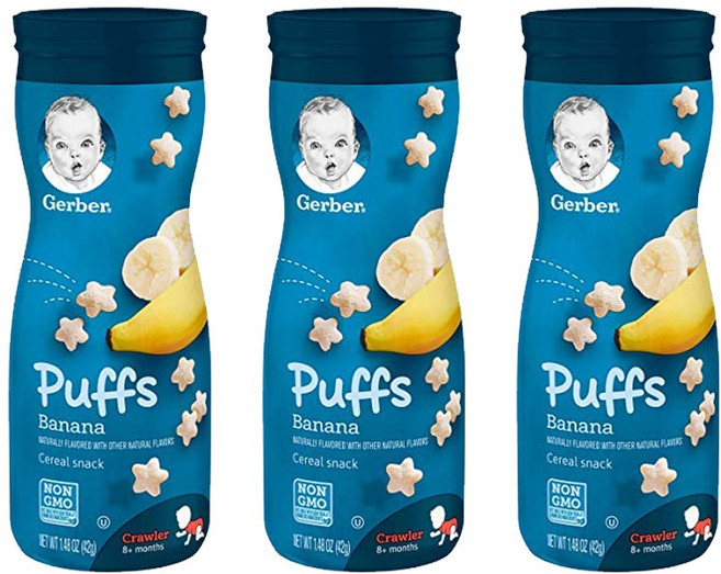 거버 퍼프 시리얼 스낵 42g, 3개, 바나나 (Banana)