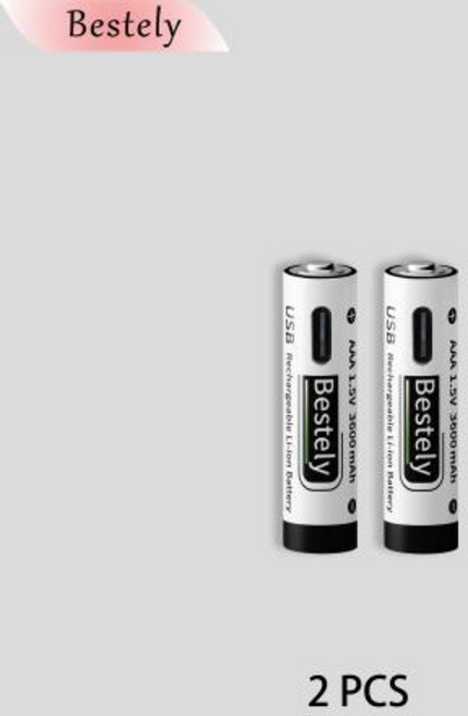 새로운 1.5V AAA 3600mAh 충전식 리튬 배터리 대용량 리튬 이온 배터리 USB-C 고속 충전 무료 케이블로 오래 지속됩니다., 4)AAA 2 PCS