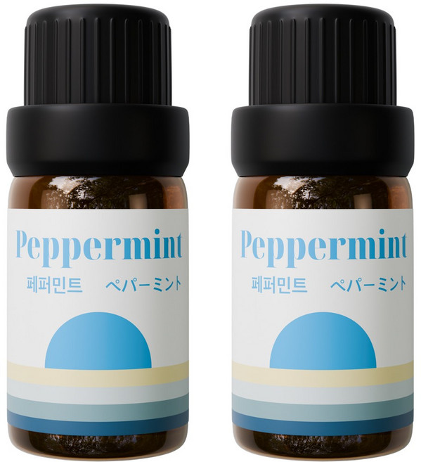 1+1 천연 유기농 아로마오일 에센셜오일, 유기농 페퍼민트오일, 10ml, 2개
