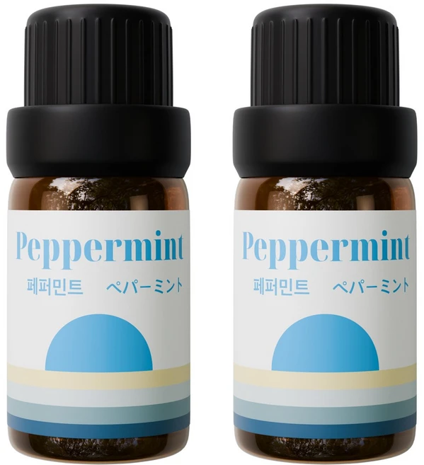 1+1 천연 유기농 아로마오일 에센셜오일, 유기농 페퍼민트오일, 10ml, 2개 - 쿠팡