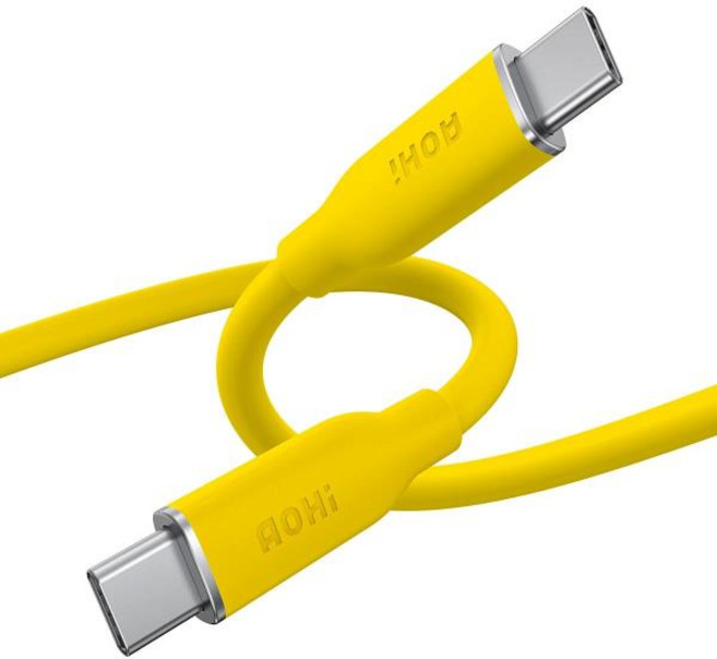 AOHI 140W PD 3.1 USB C - USB C 고속 충전 실키 케이블 3.3피트, 01 1m, 01 CHINA, 01 YELLOW, 1개