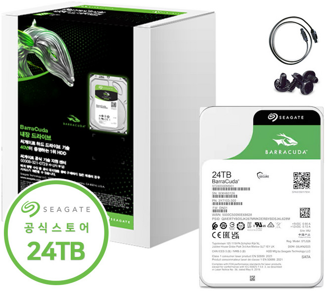 씨게이트 바라쿠다 3.5 HDD 컴퓨터 하드디스크, 24TB, ST24000DM001