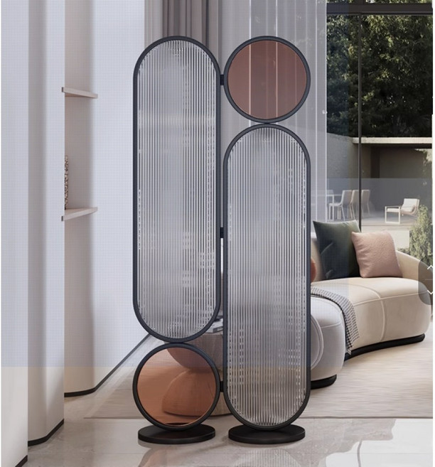 공간결 럭셔리 유리 가벽 가림막 인테리어 셀프 파티션 칸막이 공간분리 소품 불투명, 2개, 블랙프레임