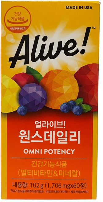 얼라이브 원스데일리 멀티비타민, 60정, 1개