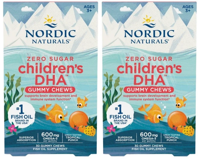 노르딕내추럴스 어린이 DHA 열대과일 펀치 구미젤리 600mg, 2세트, 30정 - 쿠팡