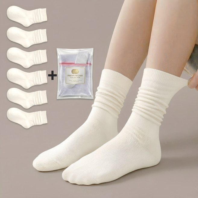 니뷰 여성용 무압박양말 임산부 간호사 교복 6켤레+세탁망
