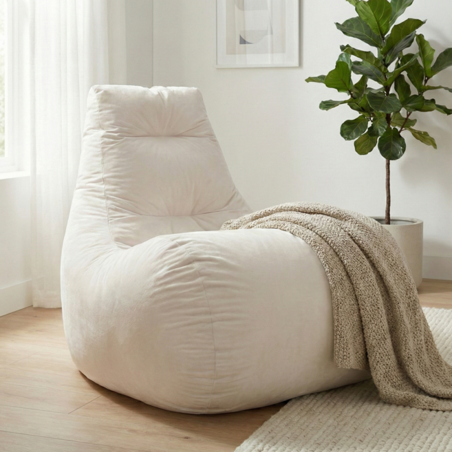 보니타 자이언트 F951K 허그핏 말랑 스웨이드 빈백소파, 바닐라