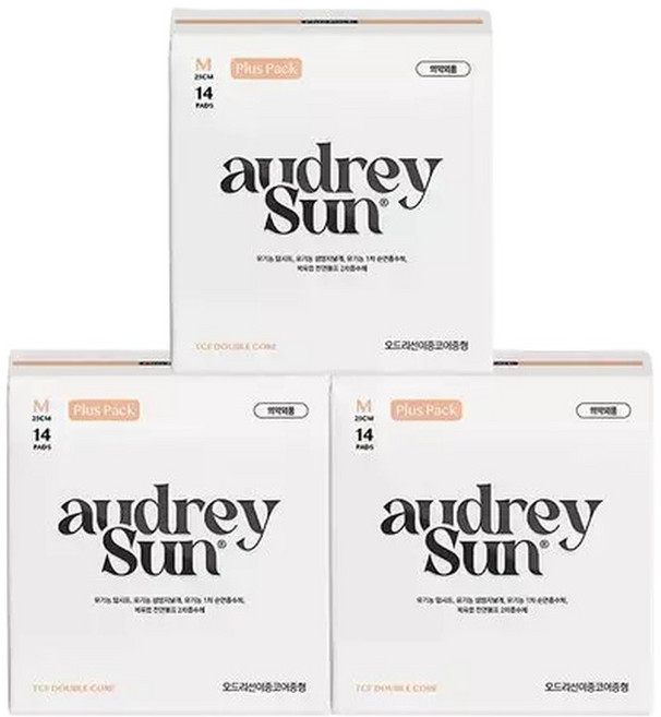 오드리선 NEW TCF 더블코어 생리대 중형 M 14P x3개, 14개입, 3개