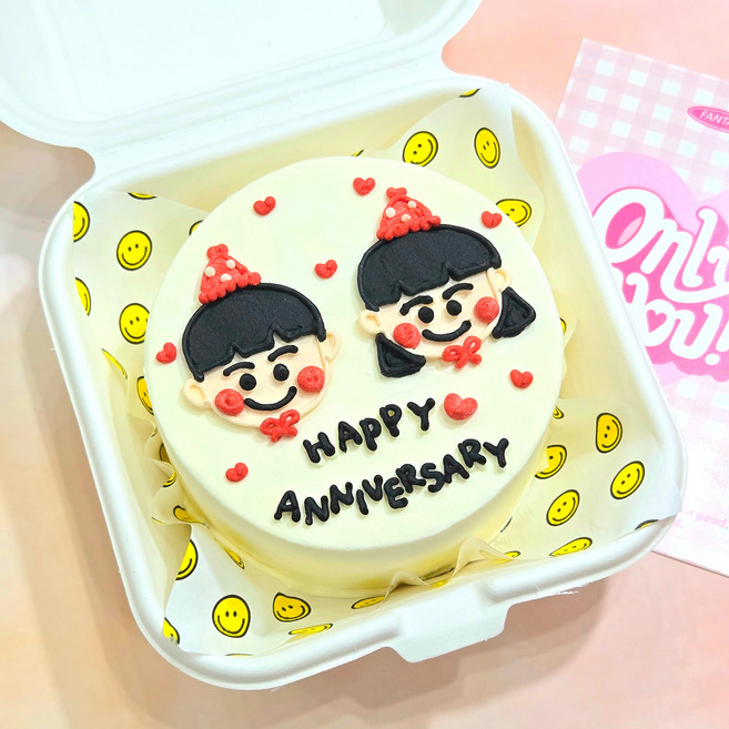 [오전 7시 이전 주문 시 당일발송] 7. 기념일 커플 디자인 수제 레터링 케이크 앨리스케이크 주문제작 여친 남친 부모님 기념일 선물 포장, 1개, 250g