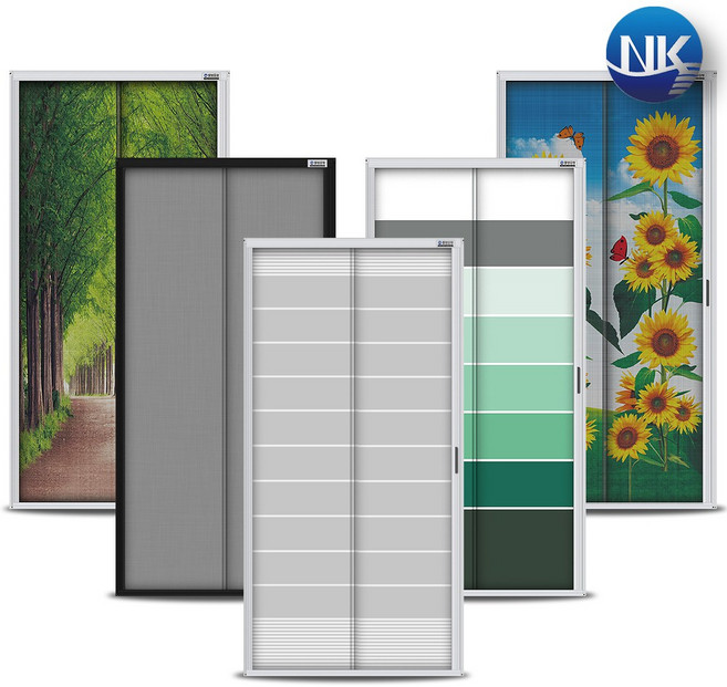 엔케이롤 자동 현관 롤방충망 아파트 현관문 방충문 주문제작, 회색무늬 일반형