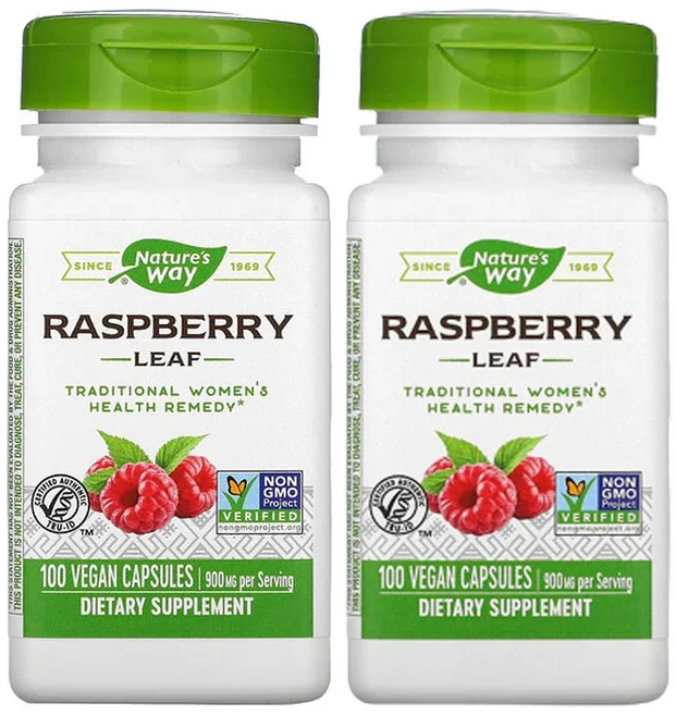 1+1 네이처스웨이 라즈베리 잎 추출물 450mg 100 베지 캡슐 허브 산딸기 여성용, 2팩, 100정 - 쿠팡