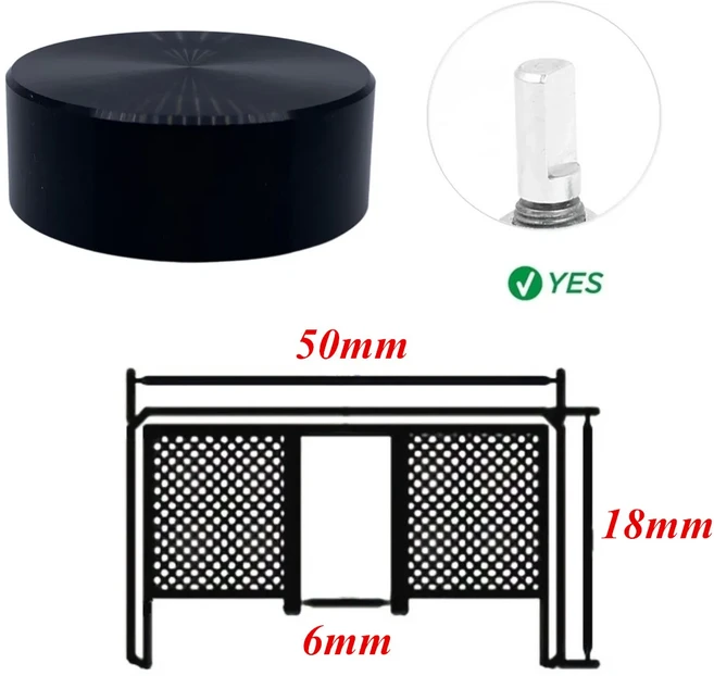 샤프트 하이엔드 알루미늄 합금 로터리 전자 제어 전위차계 노브 볼륨 조절 50x18x6mm 1 개, 02 50X18mm D-axis