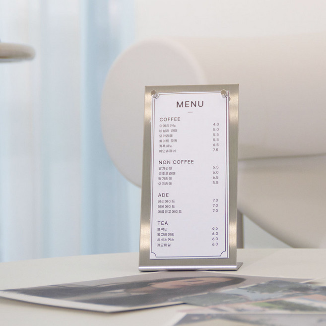 [금손간판] 소형 실버 무광 메탈 메뉴판