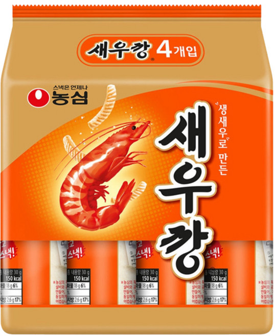 농심 새우깡 미니 4번들(30gx4입), 30g, 4개