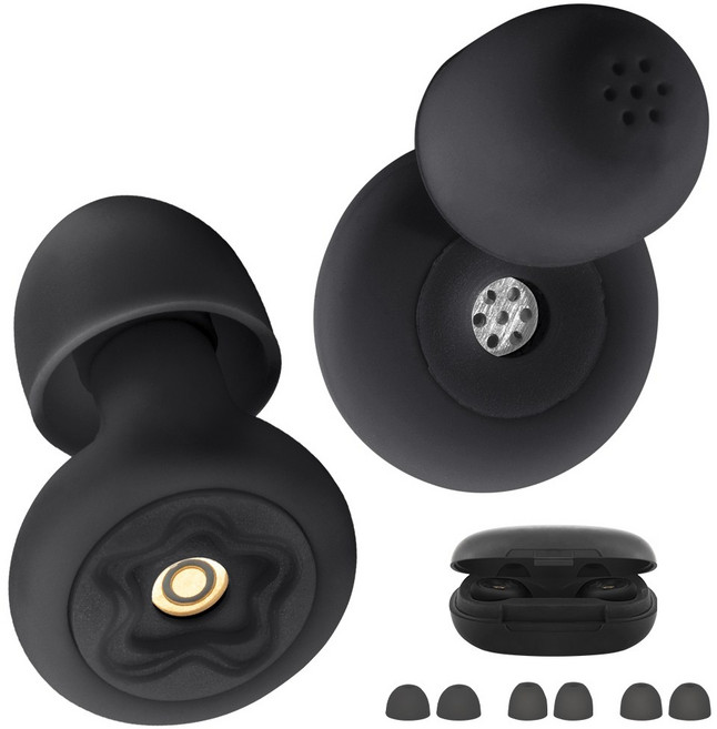 Jeernare 소음차단 수면용 귀마개 실리콘 취침용 이어플러그 소음 차단 -50dB 수면 귀마개, 블랙, 1세트