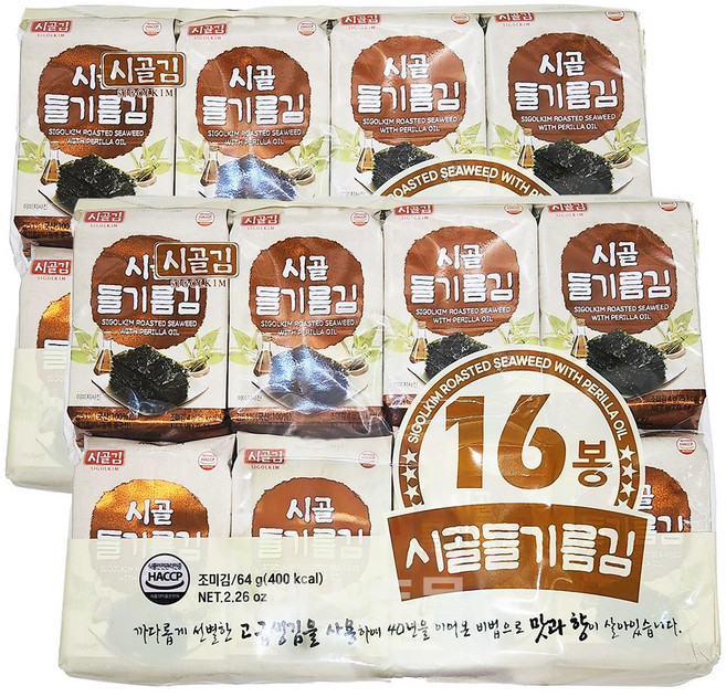 시골김 시골 들기름김(4g X 16개입), 2개, 64g