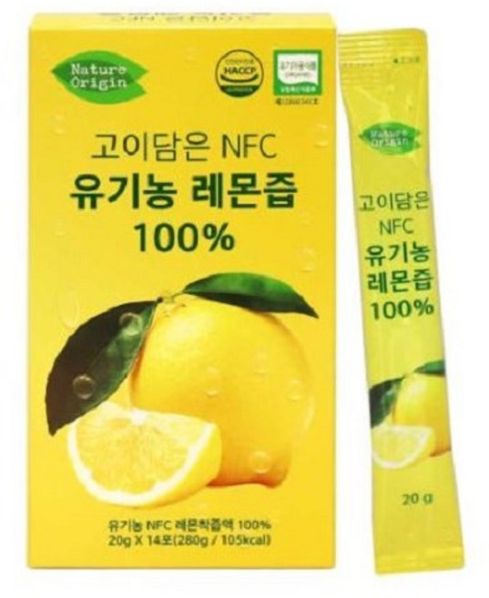 네이처오리진 고이담은 NFC 유기농 레몬즙100% (20g ), 14개, 20ml