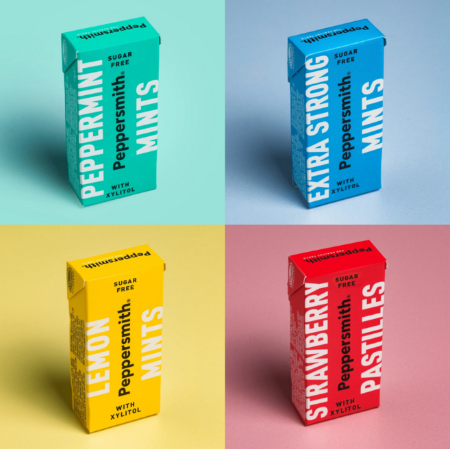 Peppersmith 페퍼스미스 영국직수입 무설탕 자일리톨 캔디 버라이어티 (페퍼민트 1 엑스트라 스트롱 1 레몬민트 1 딸기맛 1), 15g