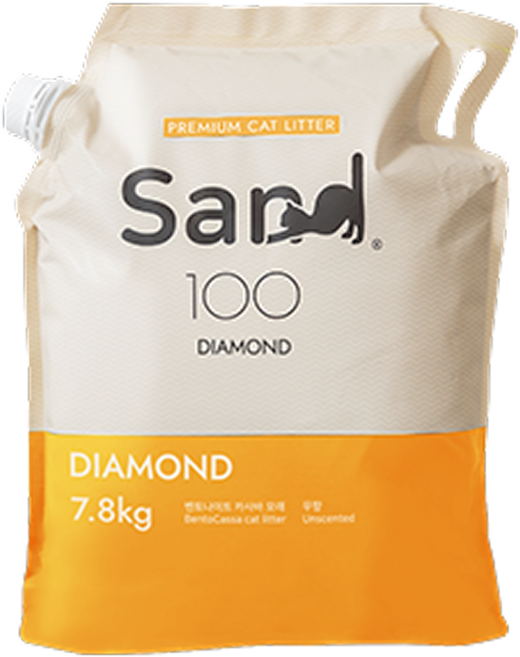샌드백 다이아몬드 카사바 벤토나이트 고양이모래, 무향, 1개, 9.6L