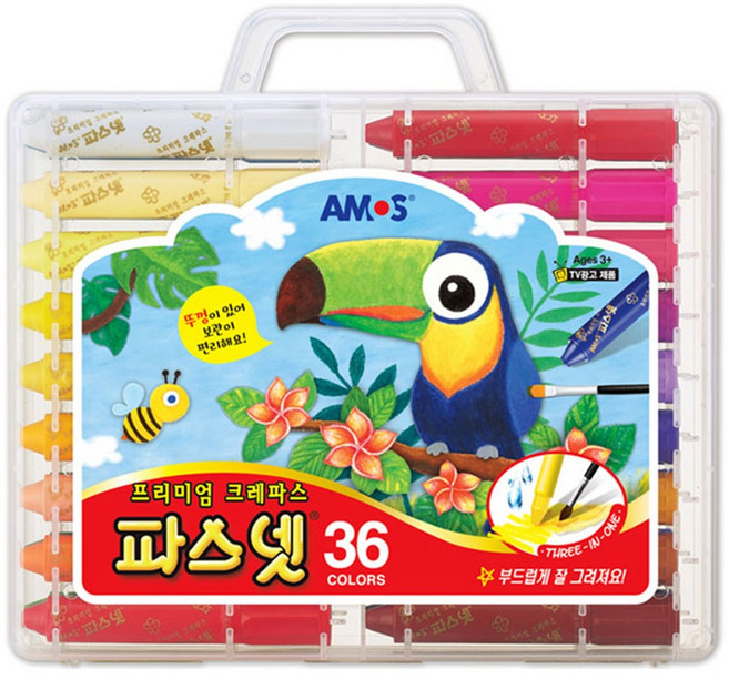 [드림라이프] 아모스 파스넷 36색 / 부드럽고 진한 크레파스, 1개
