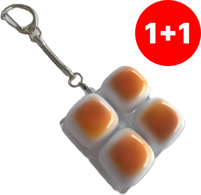 [1+1] 뱀수 딸깍딸깍 중독성 갑 식빵 키캡 키보드 키링, 1세트, 식빵키캡+식빵키캡