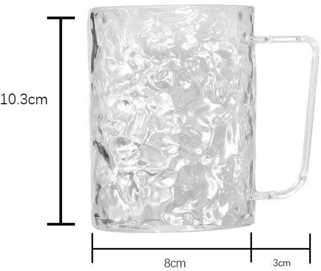 水波紋漱口杯 紋理洗漱杯 附杯耳, 透明色, 1個裝