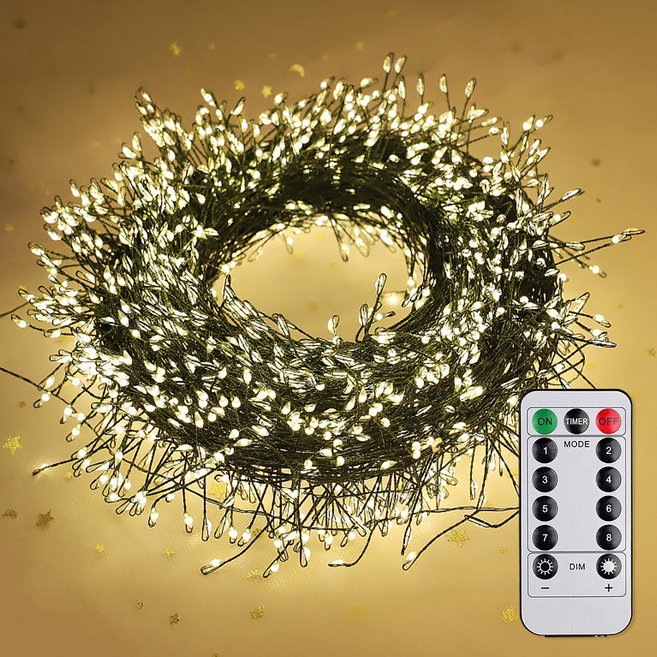 리브문 USB 연결 크리스마스 트리 와이어 LED 전구 30M 900구 리모컨 포함, 1개, 웜화이트
