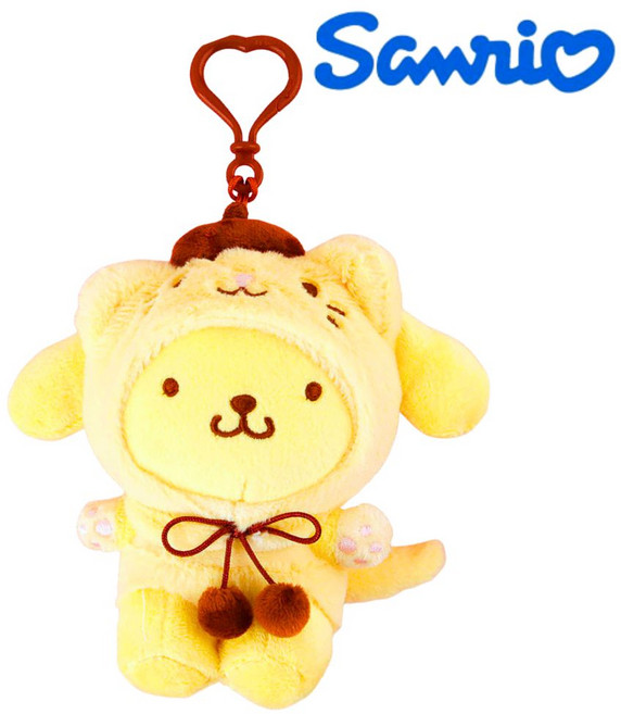 BSC 산리오 고양이코스튬 가방고리 가꾸 가방장식 미니인형 키링, 1개, 5.폼폼푸린 고양이코스튬 키링, 13cm