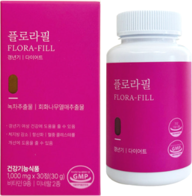 마이디데이 플로라필 1000mg 중년 다이어트 갱년기 케어 녹차 회화나무열매 추출물 녹차카테킨, 1개, 30정