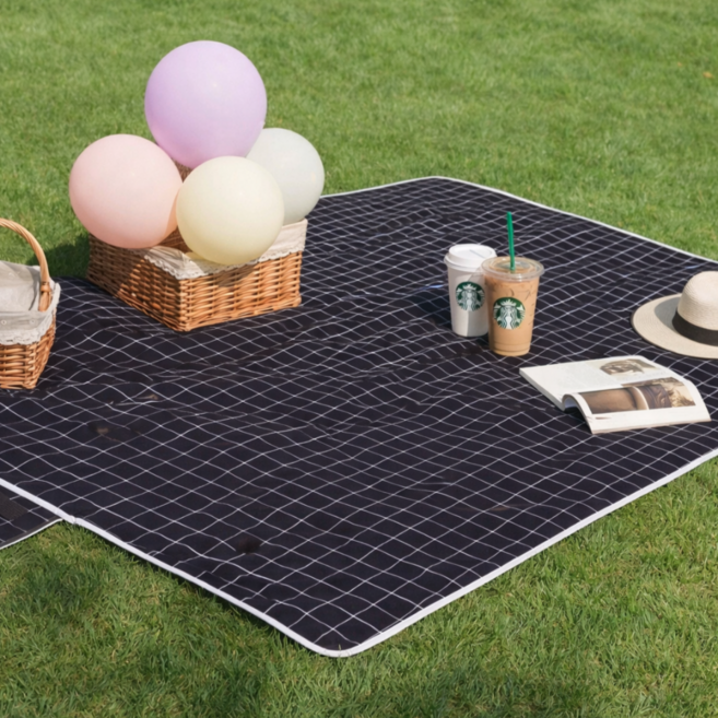딜라이트홈 접어쓰는 스퀘어 방수돗자리 피크닉매트 돗자리 210D 옥스포드원단, 블랙