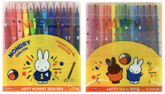 신학기 초등학생 유치원 어린이집 입학준비물 미피 색연필 사인펜 12색 미술 세트, 1세트, 12*2