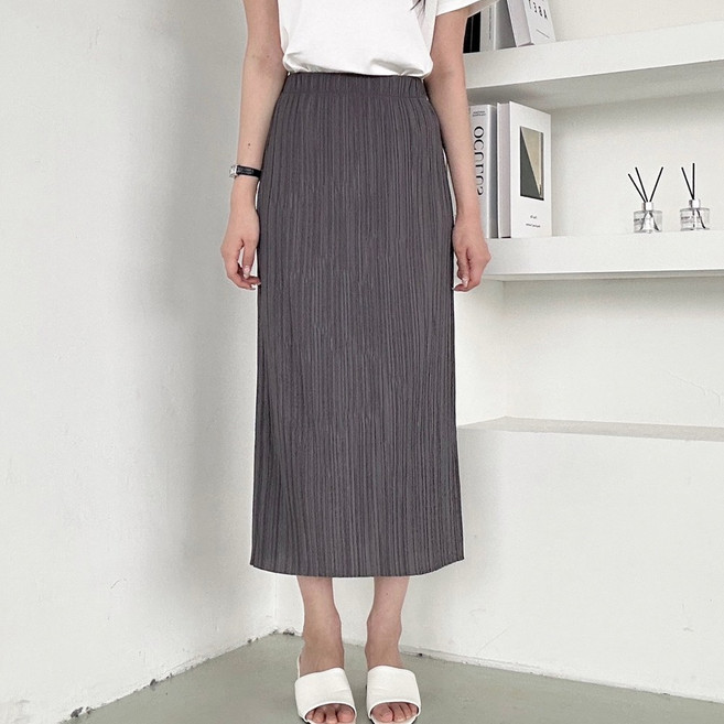 빅걸스토리 여성 빅사이즈 더치 주름 밴딩 캐주얼 롱 스커트