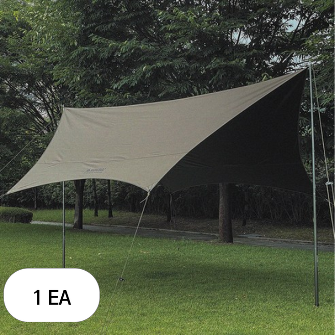 하이그라운즈 캠핑 얼티쉐이드 블랙 코팅 암막 헥사 타프, 1세트, 카키