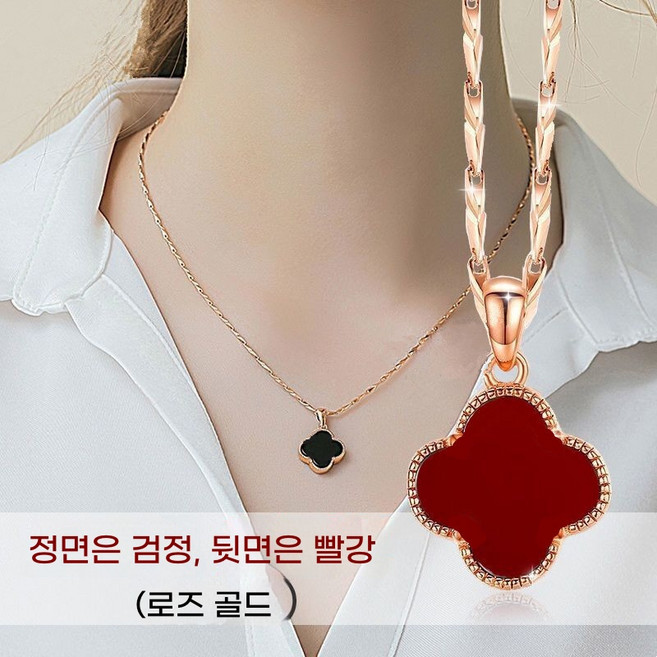 Youmi 양면 플라워 펜던트 목걸이 데일리 포인트 쥬얼리 여자 선물용 디자인 ZX004