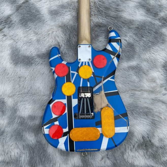 입문용기타 에드워드 에디 반 할렌 헤비 레릭 블루 프랑켄 5150 일렉트릭 기타 블랙 화이트 스트라이프 플로이드 로즈 트레몰로 브리지 경사 픽업, 1개