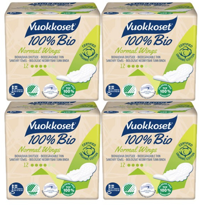 뷰코셋 바이오 노말 윙 생리대, 소형, 12개입, 4세트