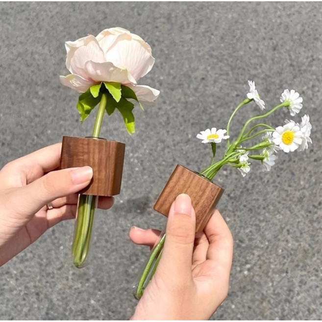 2개입 시험관 화병 수경재배 냉장고자석, 진브라운